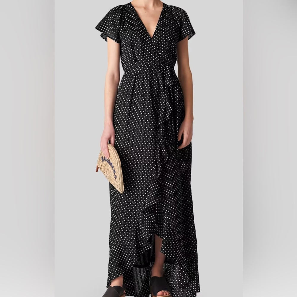Whistles Black And White Spot Maxi Dress sz 12